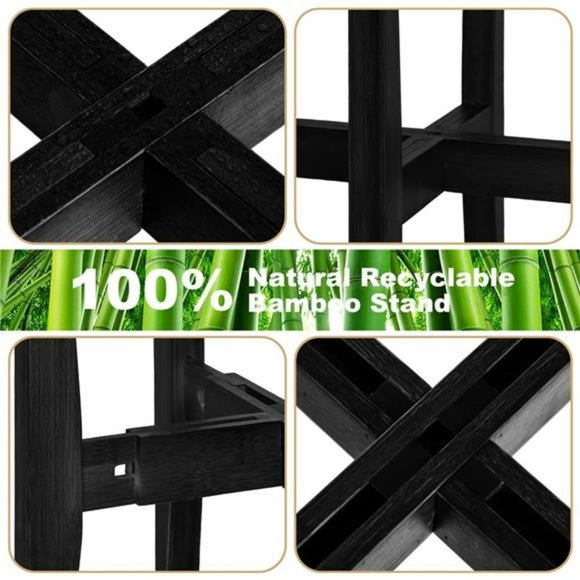 Plant Stand indoor, Bamboo Plant Stands Adjustable (black, 1 Pack) - Picture 4 of 6